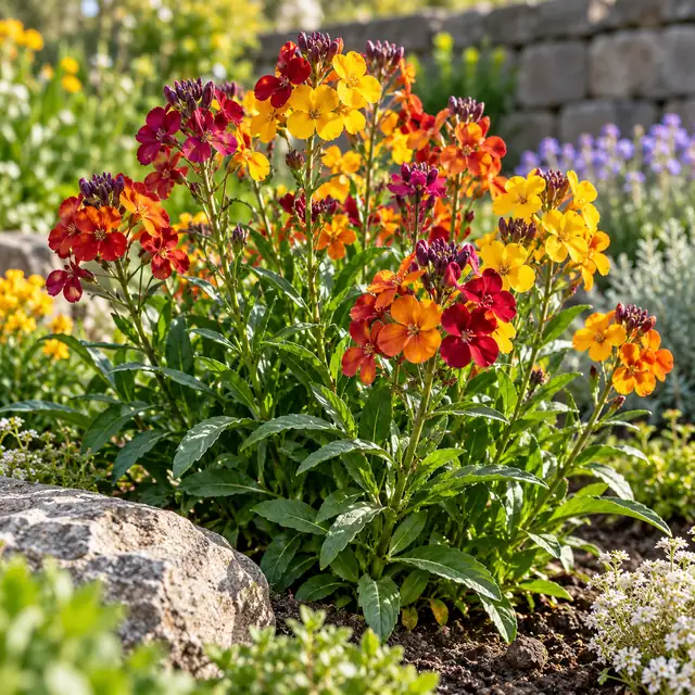 KI-generierte, botanisch ungeprüfte Illustration: Goldlack (Erysimum cheiri)