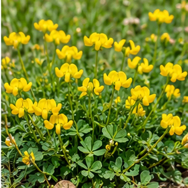 KI-generierte, botanisch ungeprüfte Illustration: Gewöhnlicher Hornklee (Lotus corniculatus)