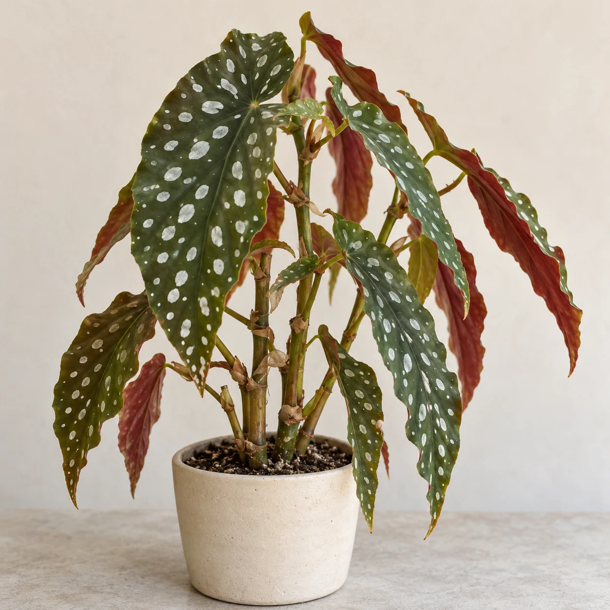KI-generierte Darstellung: Forellenbegonie (Begonia maculata)