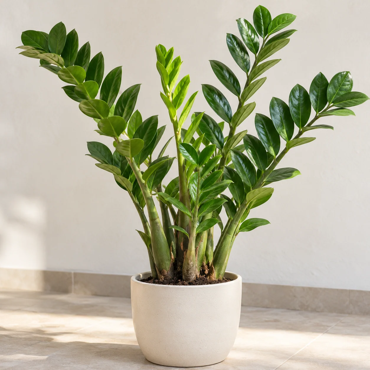 KI-generierte Darstellung: Glücksfeder (Zamioculcas zamiifolia)