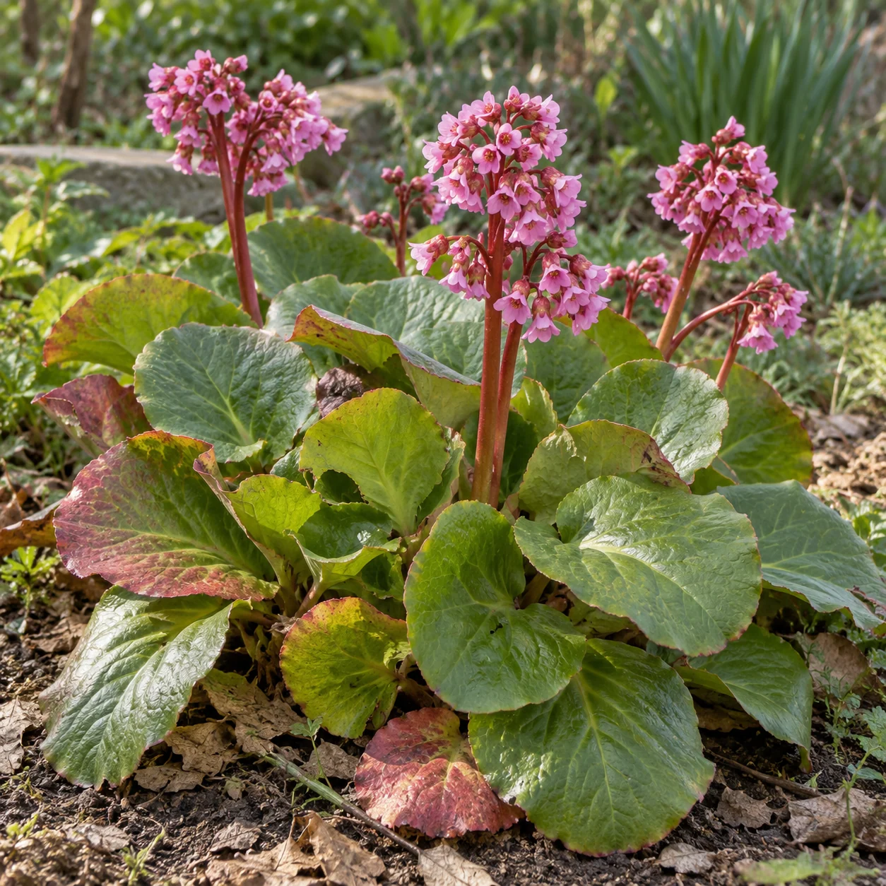 KI-generierte Darstellung: Herzblättrige Bergenie (Bergenia crassifolia var. crassifolia)