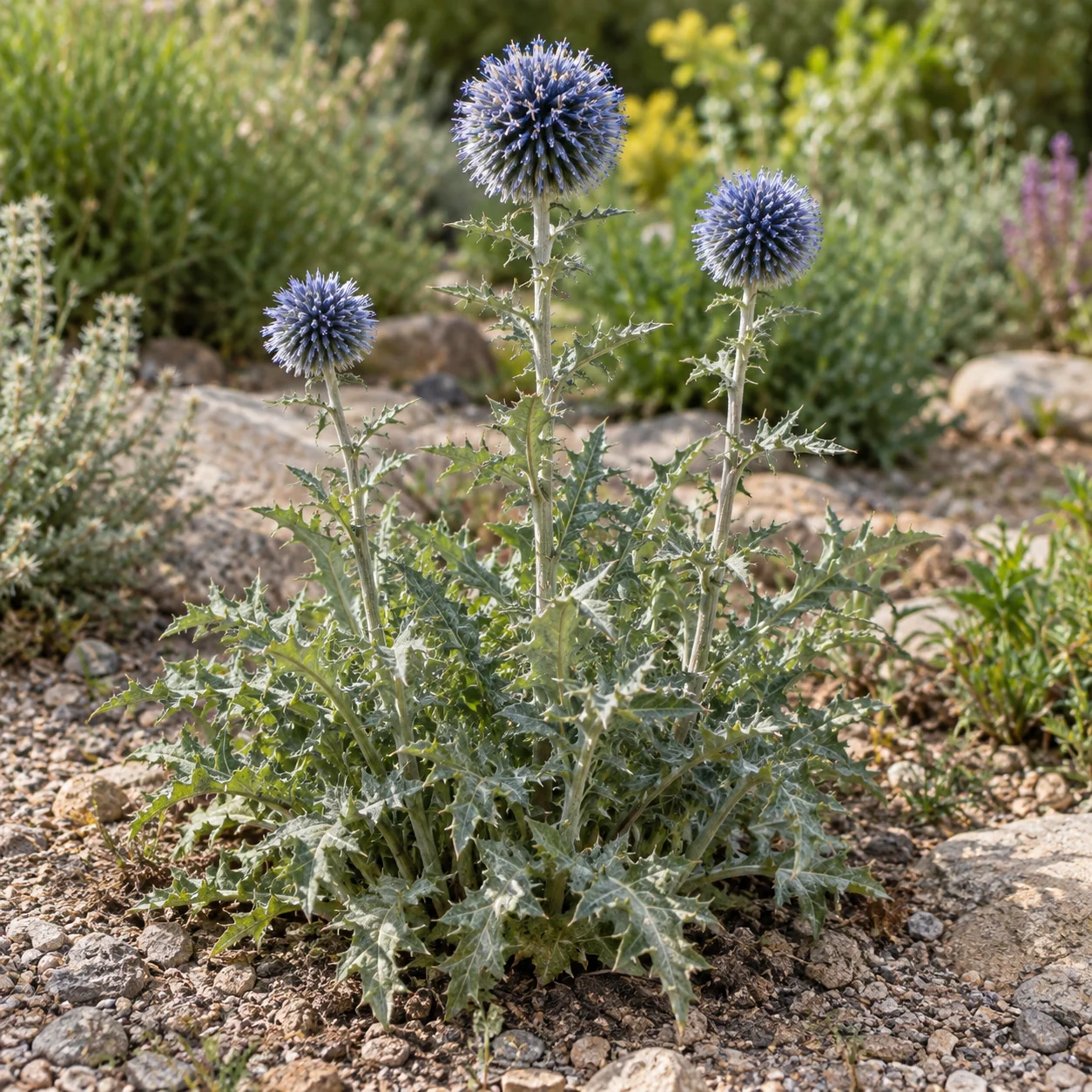 KI-generierte Darstellung: Blaue Kugeldistel (Echinops ritro)