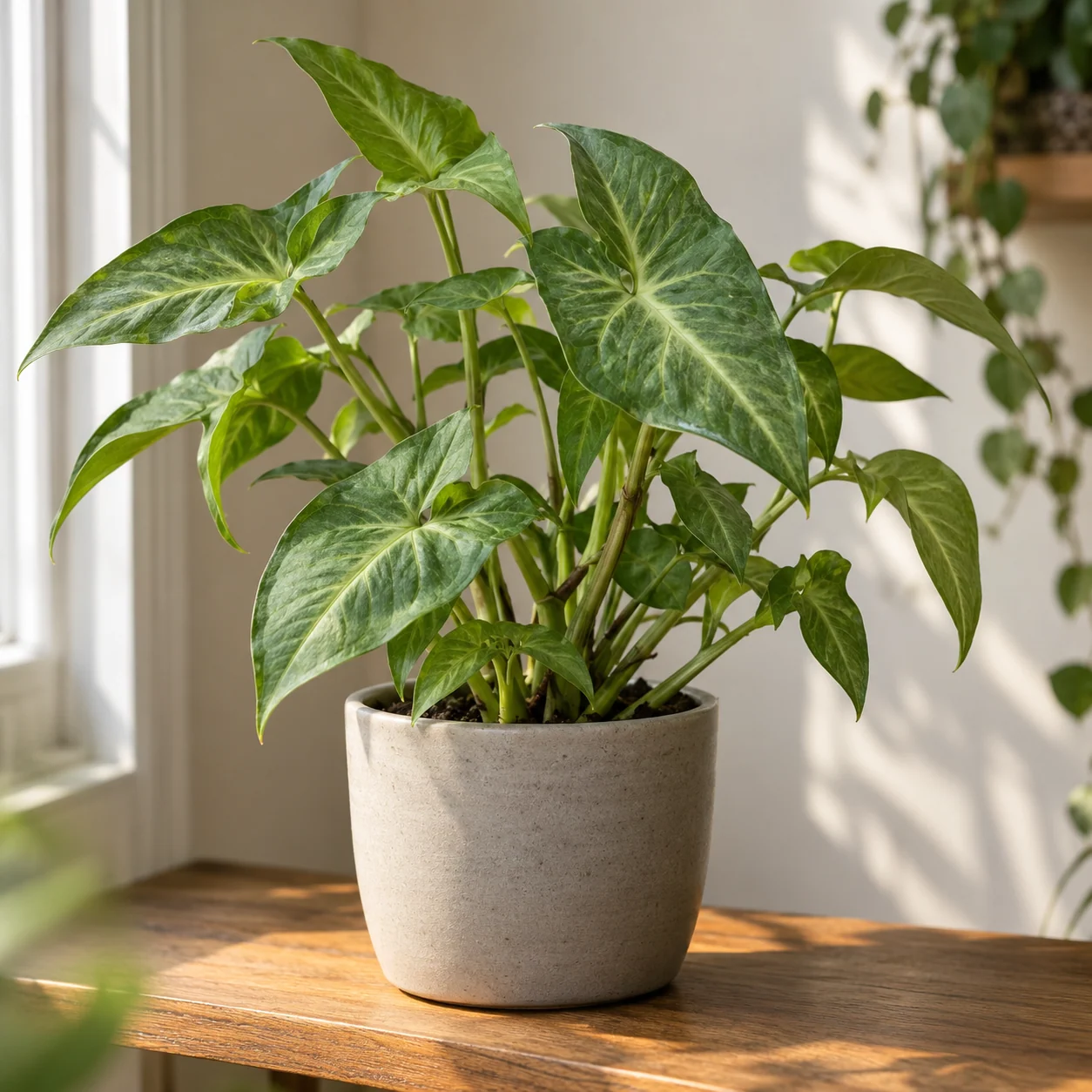 KI-generierte Darstellung: Pfeilblatt (Syngonium podophyllum)
