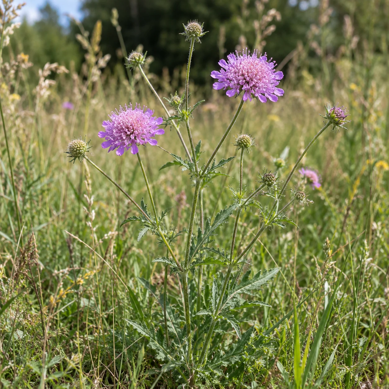 KI-generierte Darstellung: Wiesen-Witwenblume (Knautia arvensis subsp. arvensis)