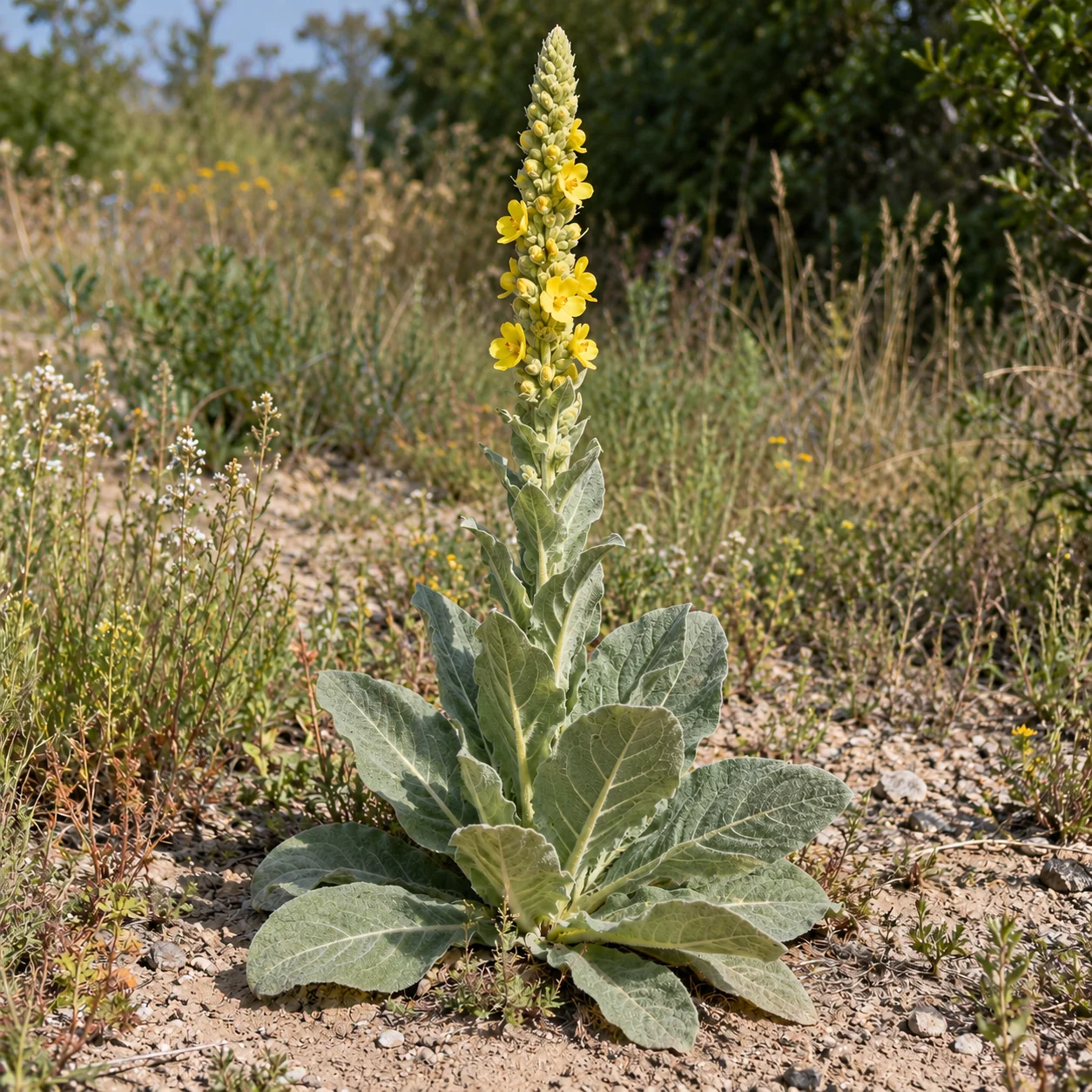 KI-generierte Darstellung: Kleinblütige Königskerze (Verbascum thapsus)